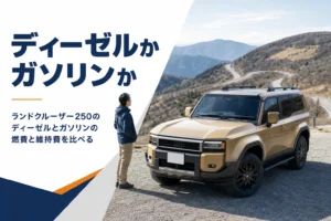 ランドクルーザー250のディーゼルとガソリンの違いを解説する記事のアイキャッチ