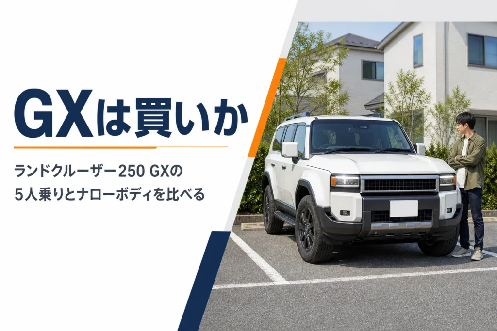 ランドクルーザー250 GXの5人乗りとナローボディを解説する記事のアイキャッチ