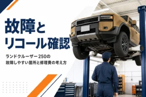 整備工場で点検を受ける大型SUV