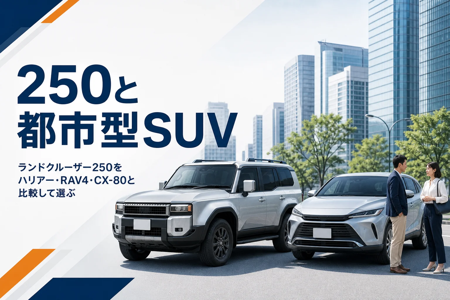 ランドクルーザー250とハリアー・RAV4・CX-80を比べる記事のアイキャッチ