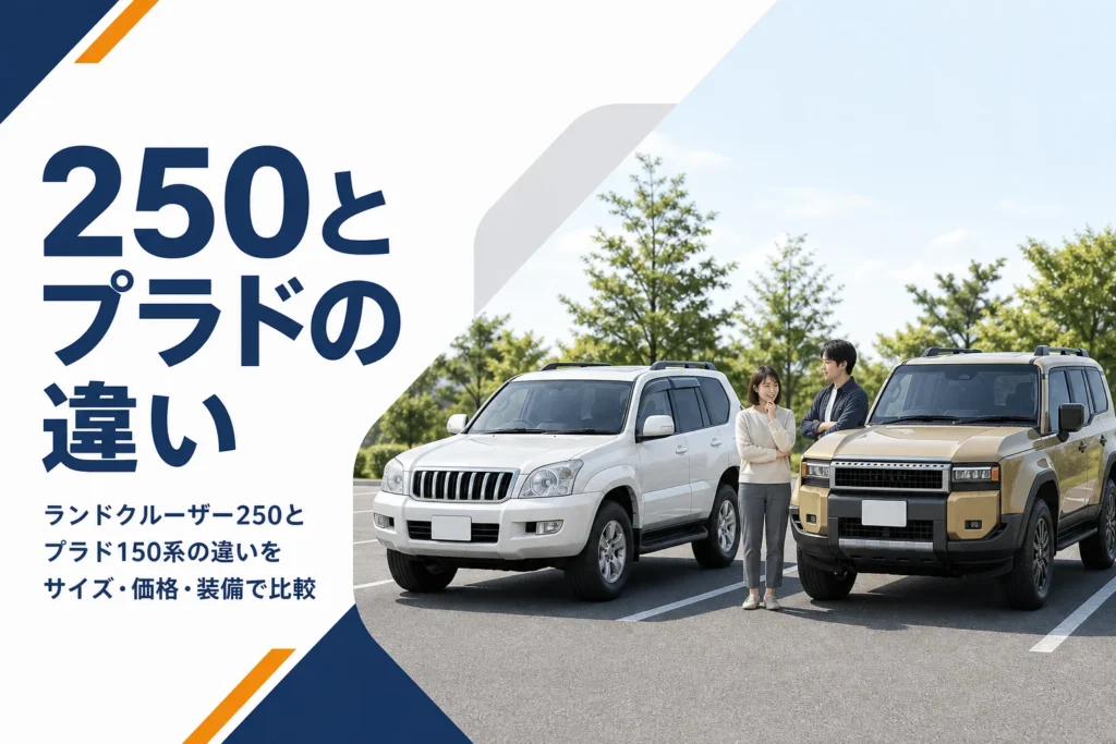 新旧2台の本格SUVを並べてサイズの違いを比べるイメージ